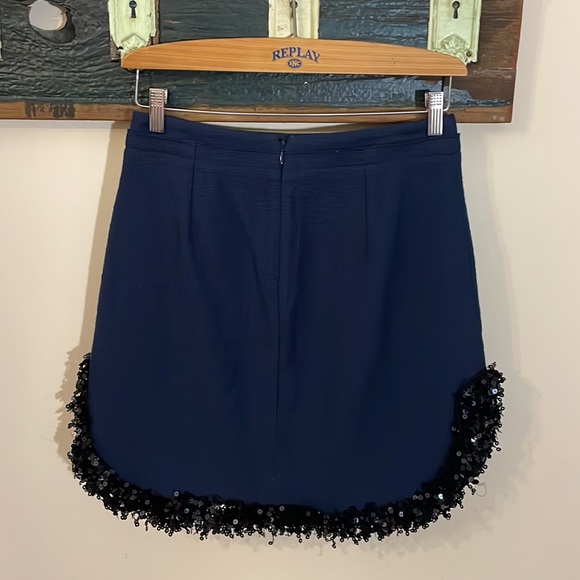NWOT Hoss Intropia Navy Cotton Tweed-like Sequin Skirt Size 36 - Picture 12 of 16